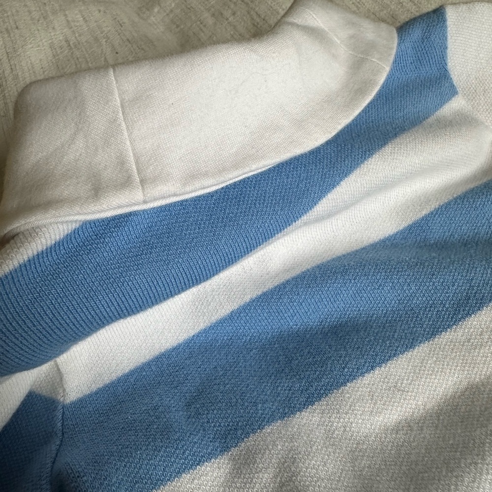Janie and Jack Blue and White Striped Romper, Size 12-18mo - Picture 6 of 14